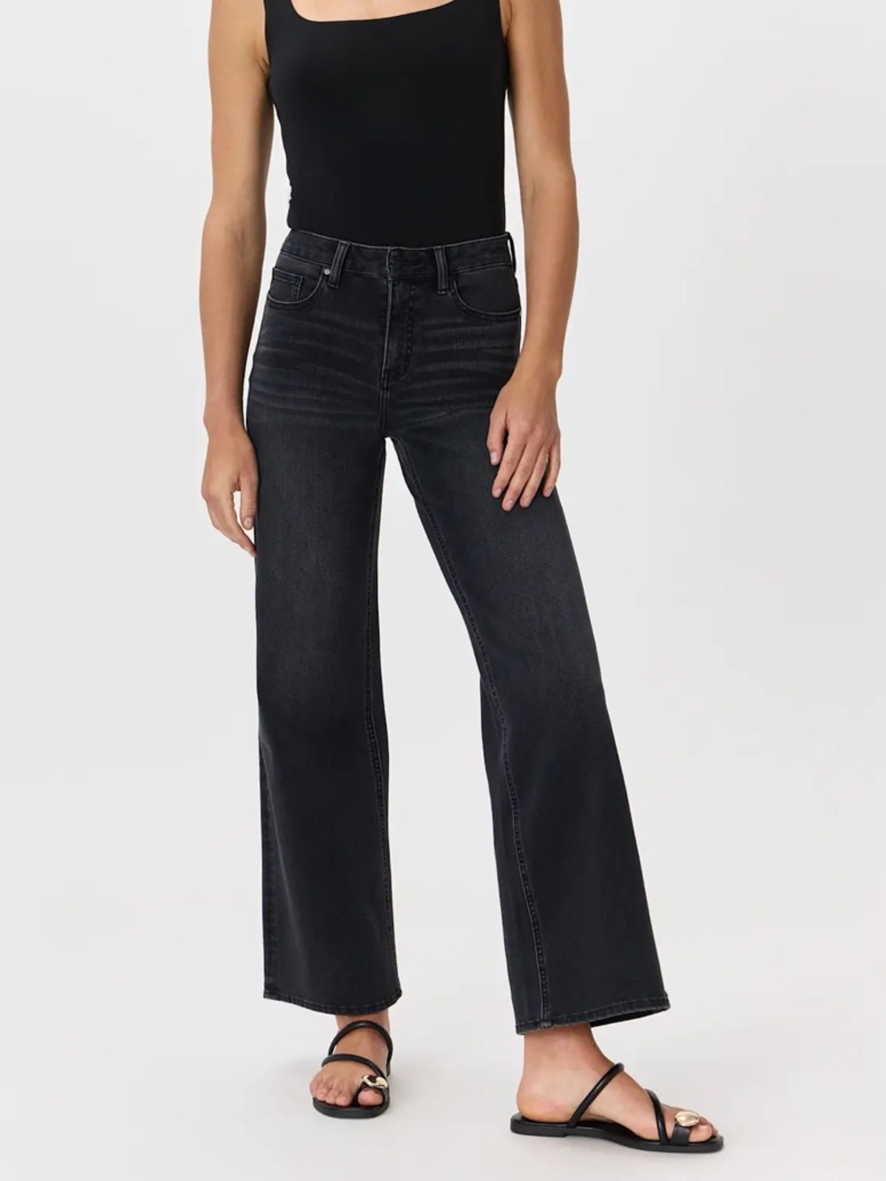 Quince NEW Stretch Wide Leg Jeans IN Faded Black